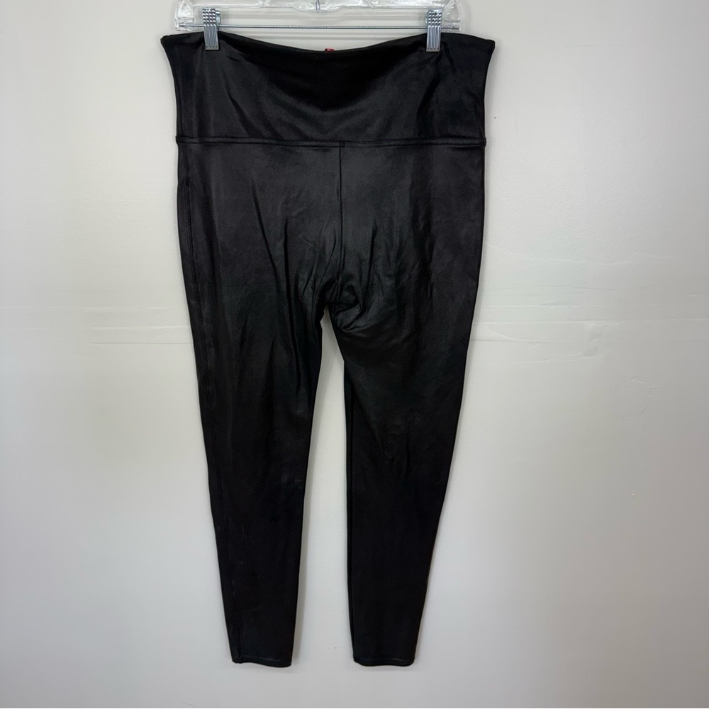 SPANX Black High-Rise Faux Leather Metallic Women's Leggings E4 - Picture 5 of 7